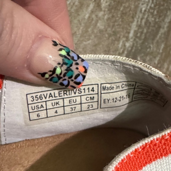 Vionic Red Orange and White Striped Espadrilles - Picture 9 of 9